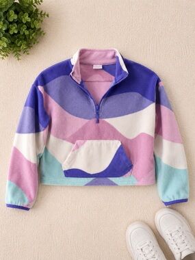 Athletic Works Pastel Colorblock Fleece Quarter Zip Girls 7/8